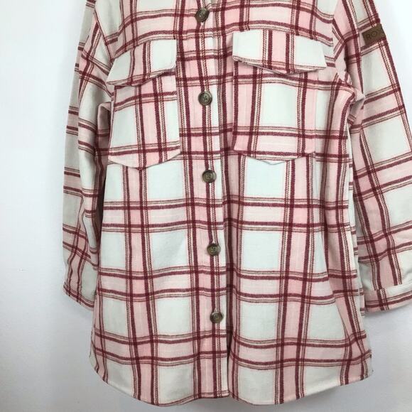 ROXY NWT Check the Swell Wool Blend Flannel Shacket Top Small - Picture 3 of 5